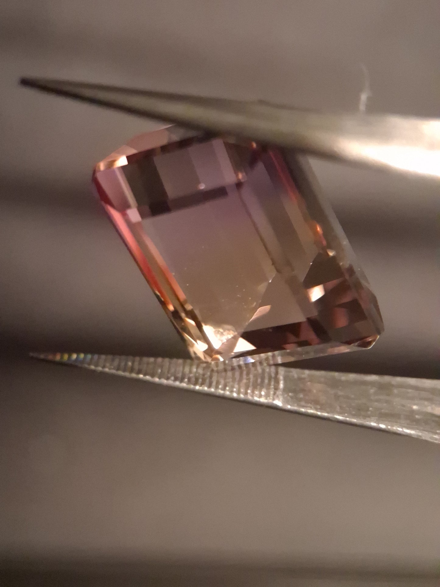 Natural purple and yellow Ametrine - 12.355 ct - AAA grade - octagon - certified natural