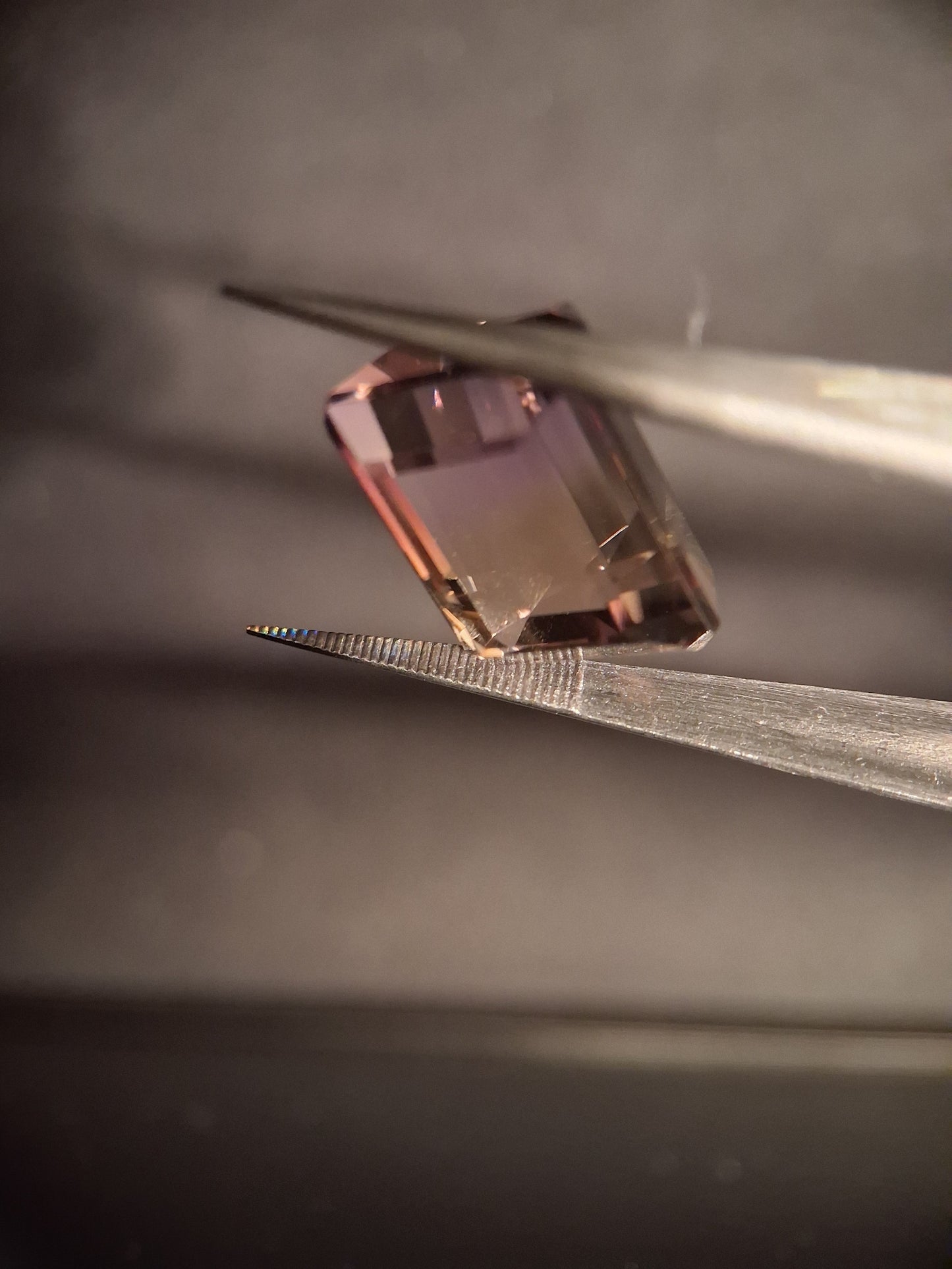 Natural purple and yellow Ametrine - 12.355 ct - AAA grade - octagon - certified natural