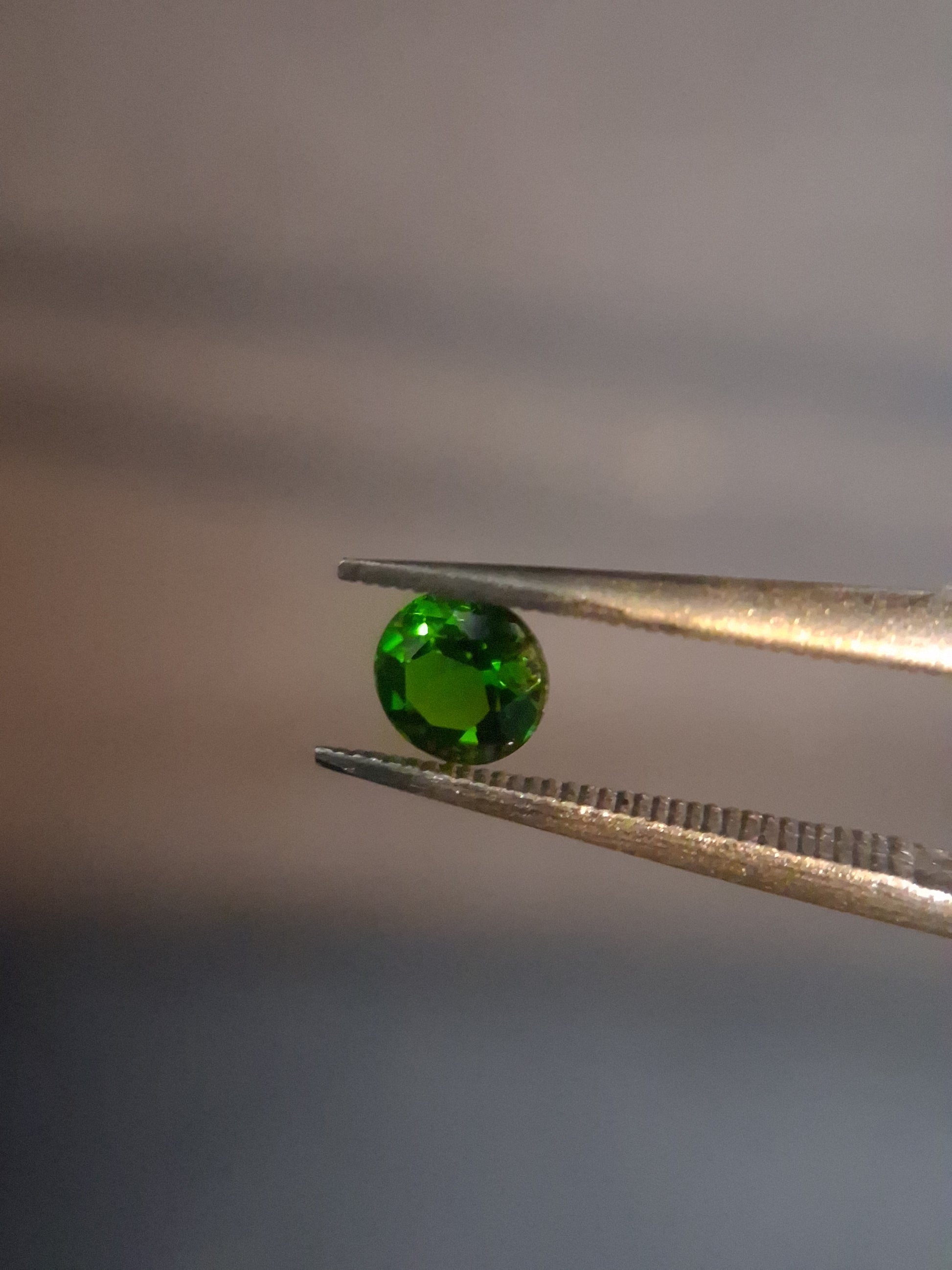 Natural Diopside - 0.265 ct - round - green - chromium diopside - Natural Gems Belgium