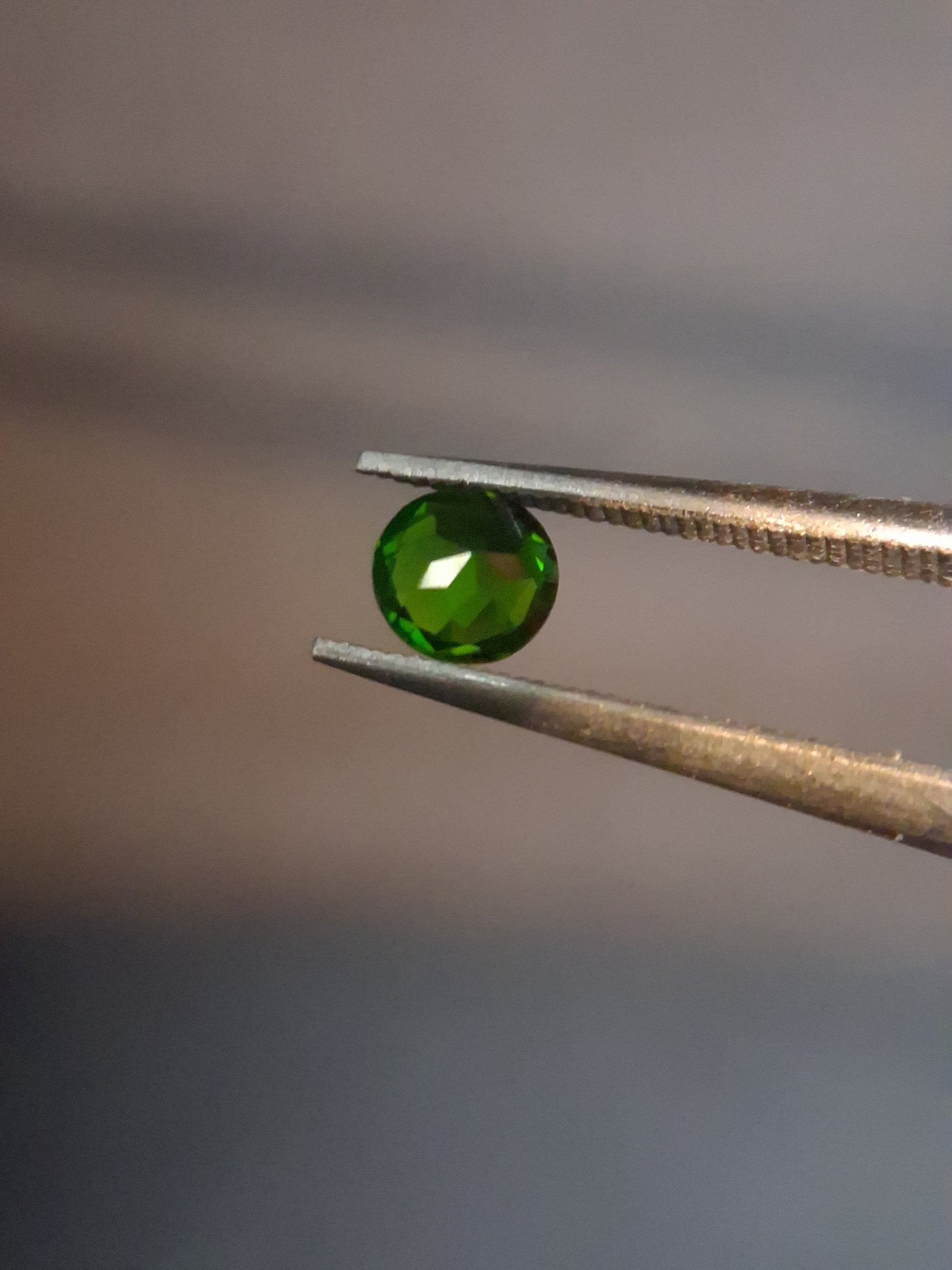 Natural Diopside - 0.265 ct - round - green - chromium diopside - Natural Gems Belgium