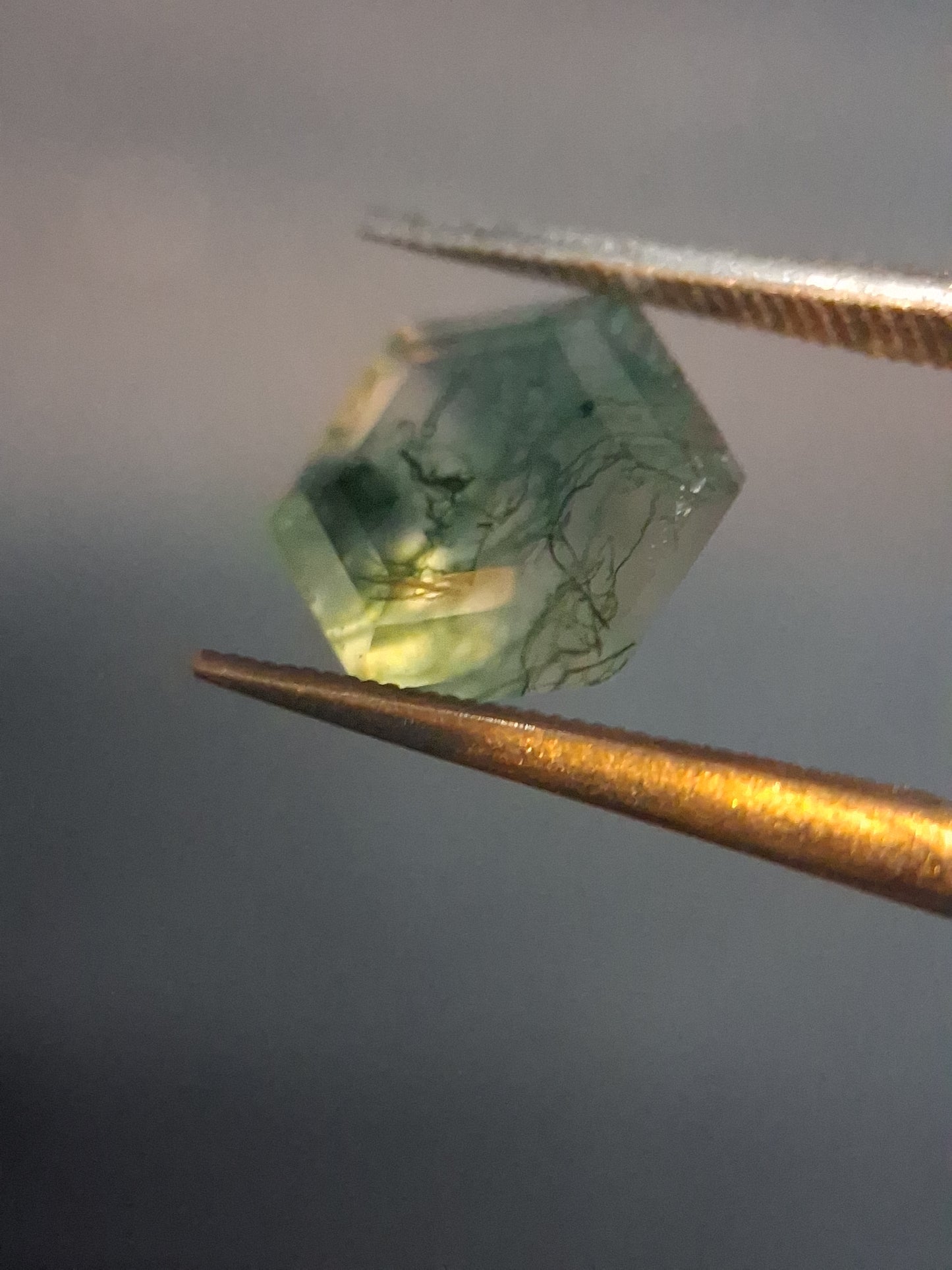 Natural Faceted Agate - Green Moss Agate - 2.035 ct - hexagon - Natural Gems Belgium