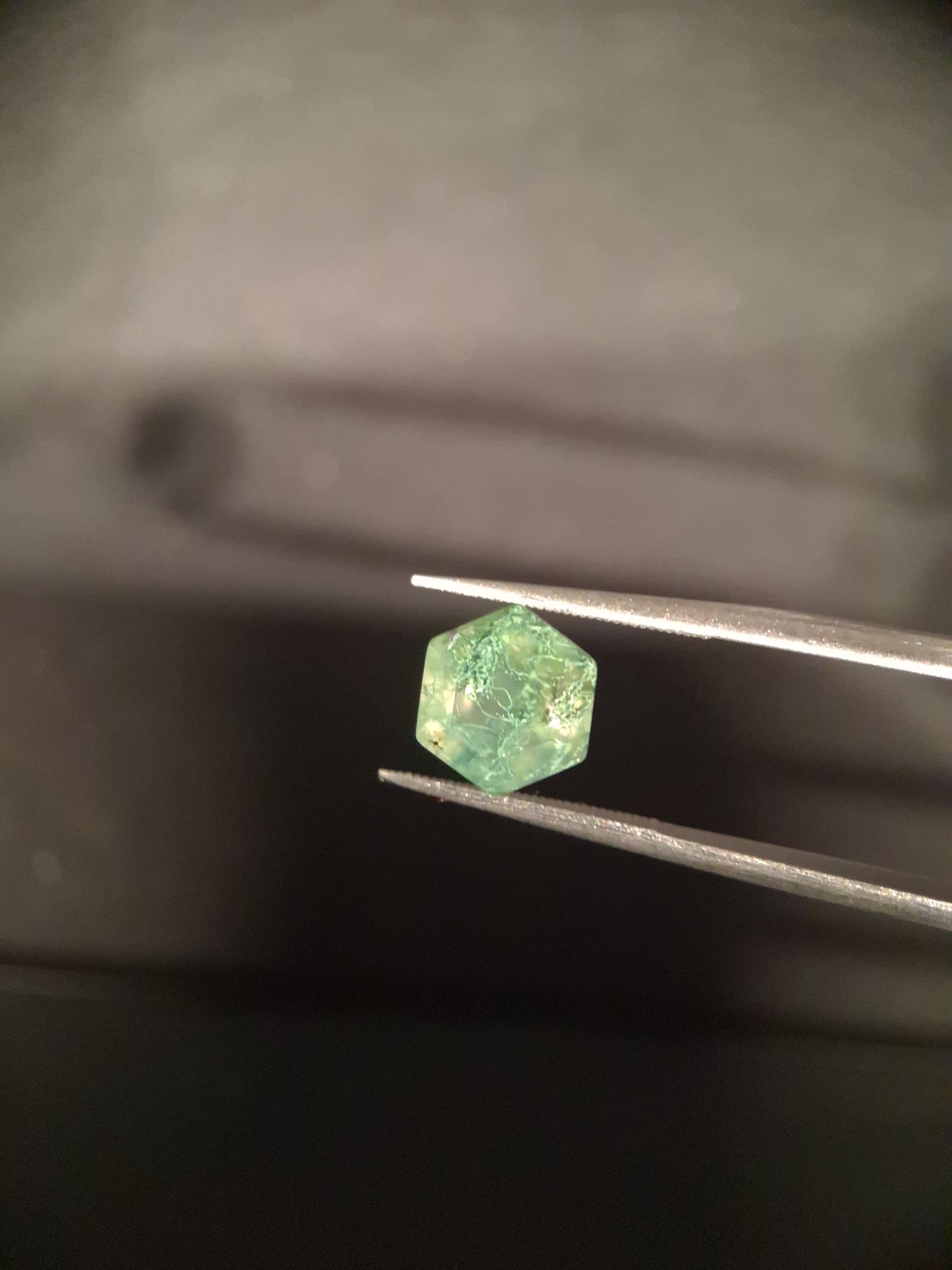 Natural Faceted Agate - Green Moss Agate - 1.990 ct - hexagon - Natural Gems Belgium