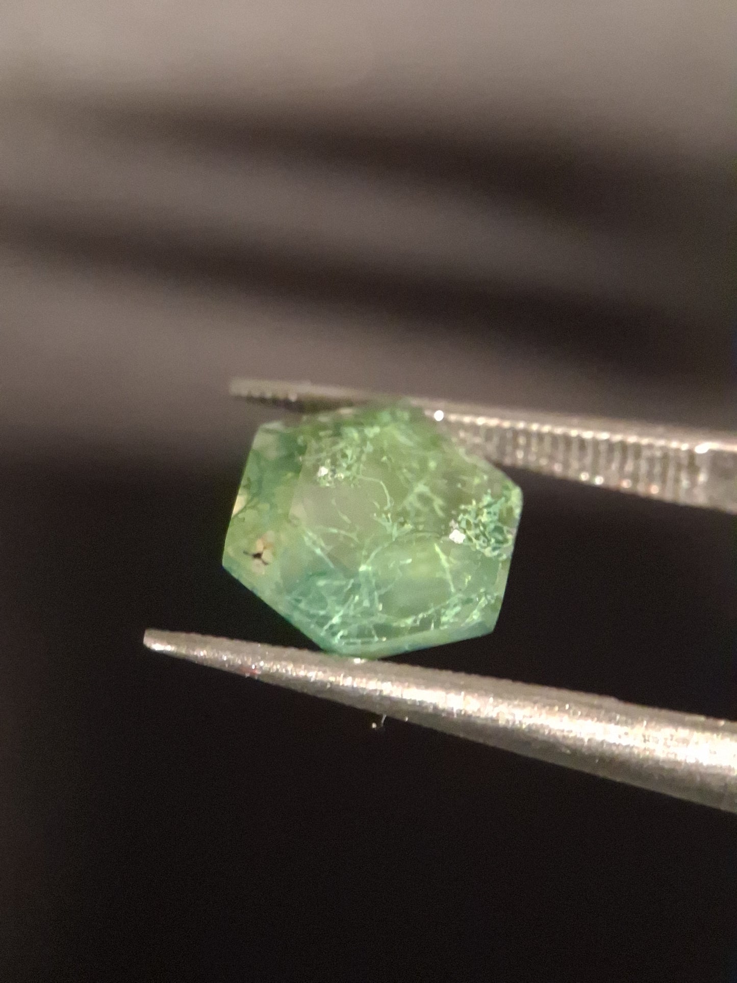 Natural Faceted Agate - Green Moss Agate - 1.990 ct - hexagon - Natural Gems Belgium