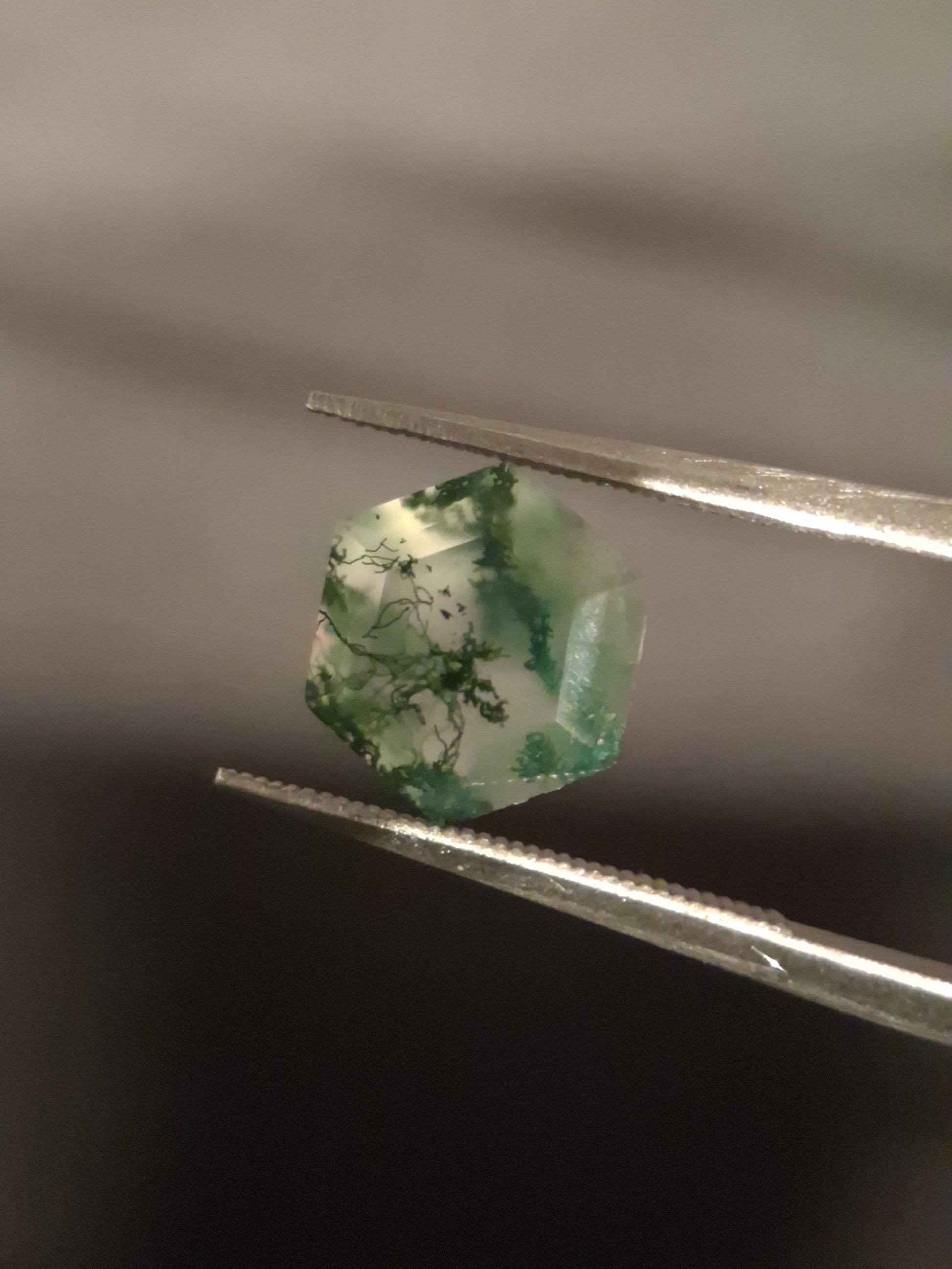 Natural Faceted Agate - Green Moss Agate - 2.015 ct - hexagon - Natural Gems Belgium