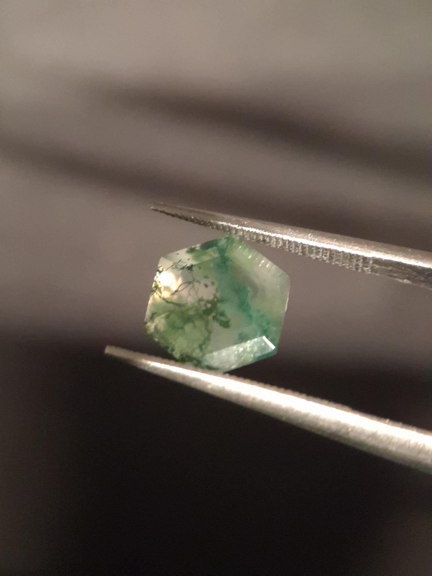 Natural Faceted Agate - Green Moss Agate - 2.015 ct - hexagon - Natural Gems Belgium