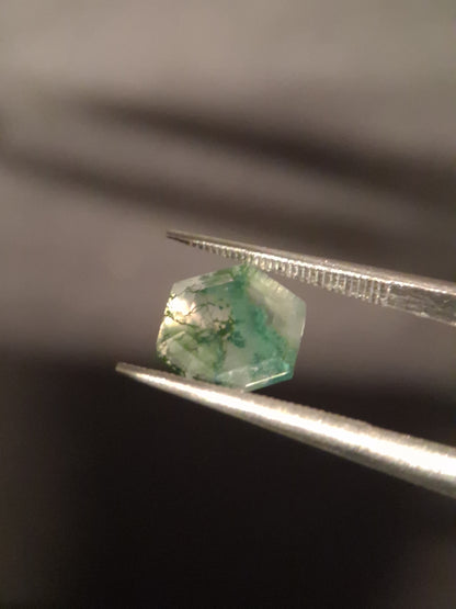 Natural Faceted Agate - Green Moss Agate - 2.015 ct - hexagon - Natural Gems Belgium