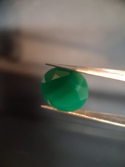 Natural Faceted Agate - Green Agate - 8.589 ct - round - Natural Gems Belgium