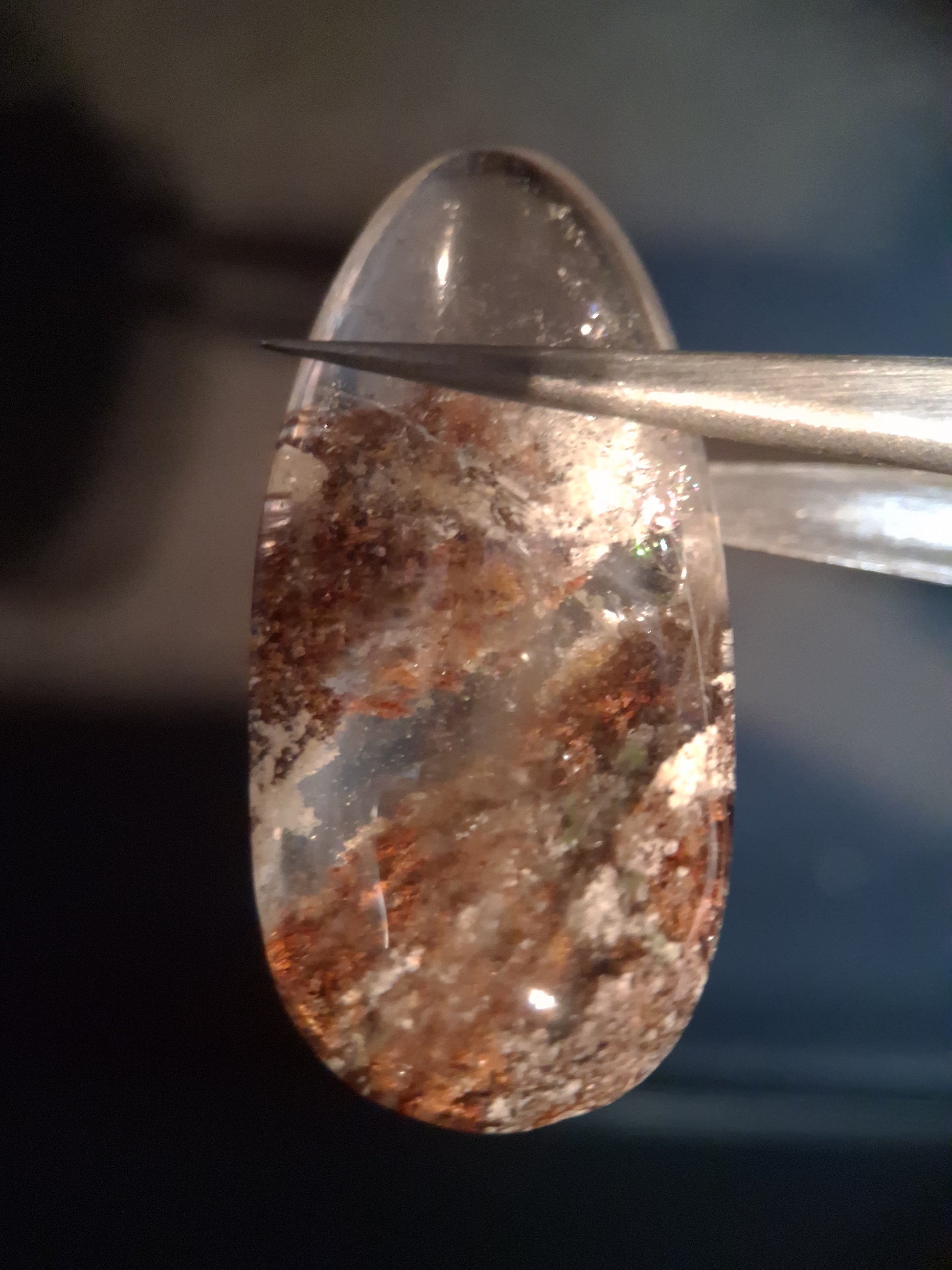 Natural Phantom Quartz - oval polished - 3.8 cm - teardrop - Natural Gems Belgium