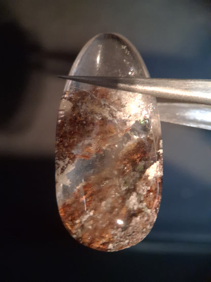 Natural Phantom Quartz - oval polished - 3.8 cm - teardrop - Natural Gems Belgium