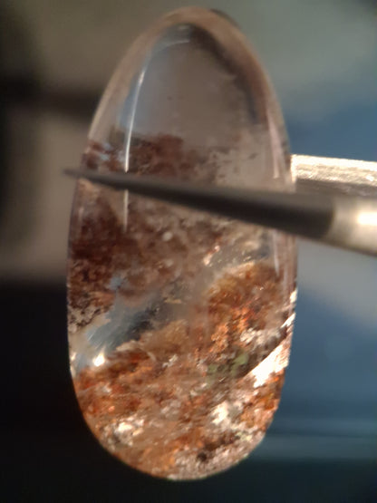 Natural Phantom Quartz - oval polished - 3.8 cm - teardrop - Natural Gems Belgium