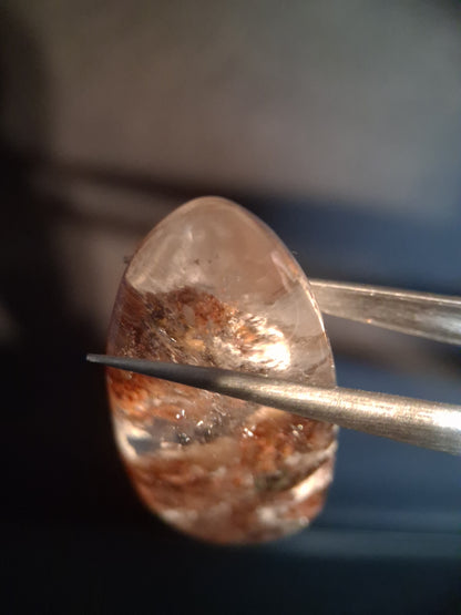 Natural Phantom Quartz - oval polished - 3.8 cm - teardrop - Natural Gems Belgium