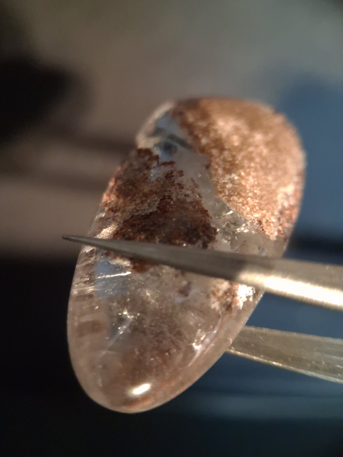 Natural Phantom Quartz - oval polished - 3.8 cm - teardrop - Natural Gems Belgium