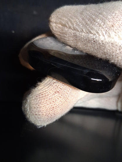 Natural Agate Palmstone - oval - 5.1x3.2x1.3 cm - Black Agate - Natural Gems Belgium