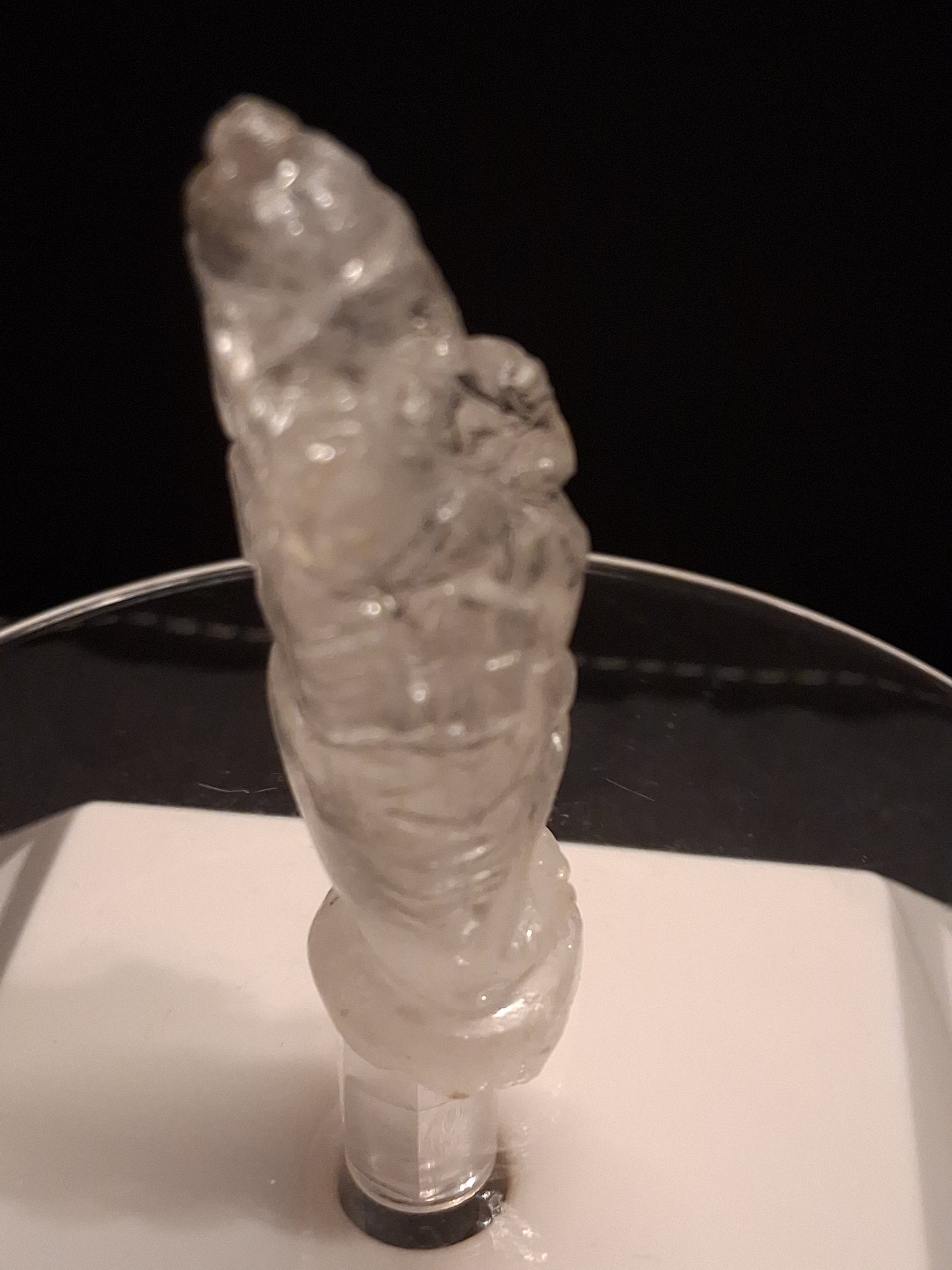 Handcarved Ganesh in Clear Quartz - decoration or meditation - 5.1 cm - Natural Gems Belgium