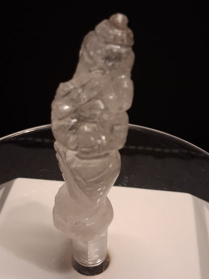 Handcarved Ganesh in Clear Quartz - decoration or meditation - 5.1 cm - Natural Gems Belgium