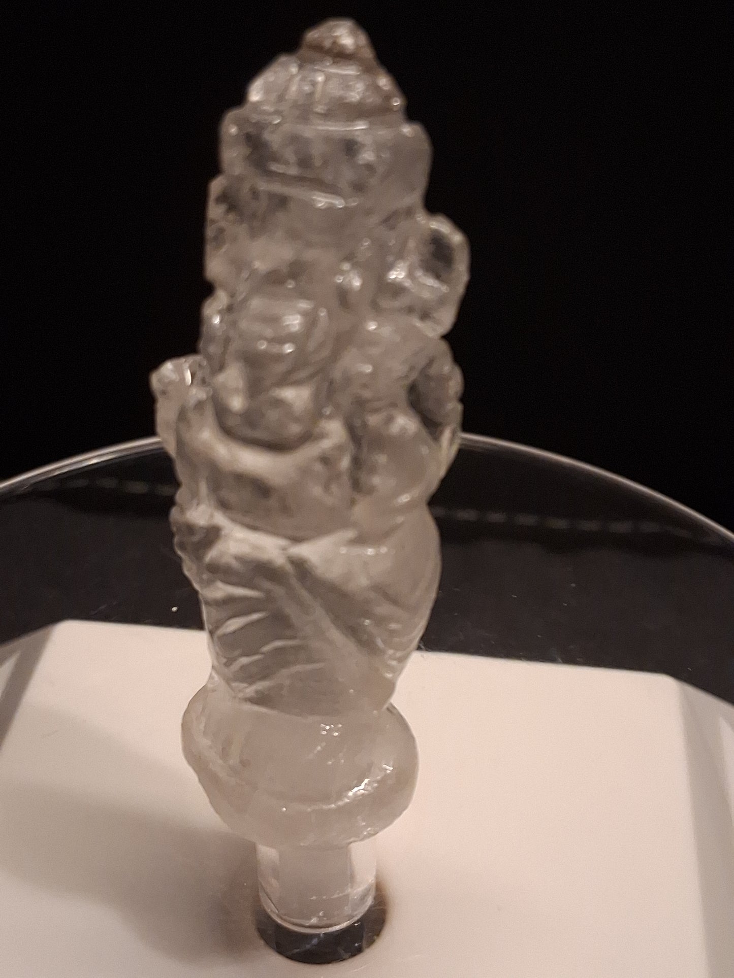 Handcarved Ganesh in Clear Quartz - decoration or meditation - 5.1 cm - Natural Gems Belgium