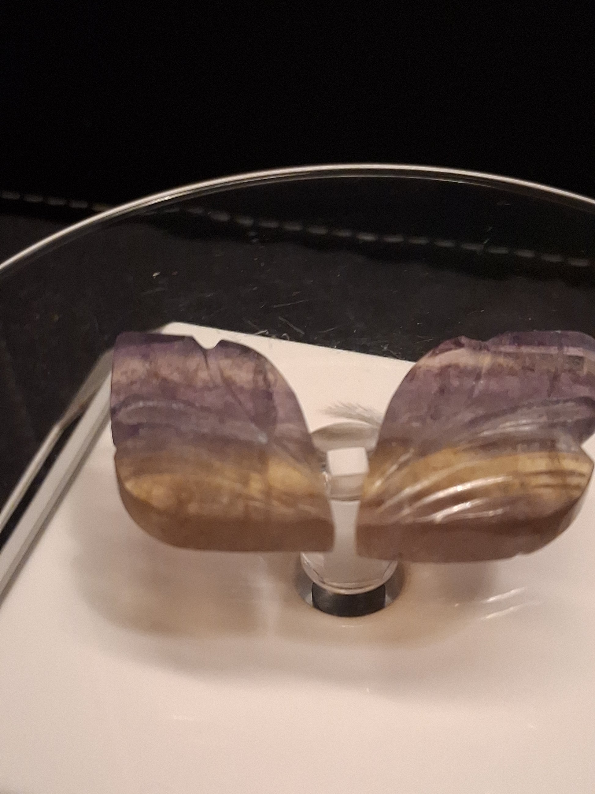 Natural Fluorite - rainbow - pair of leaves / wings - 51 ct - handcarved - Natural Gems Belgium