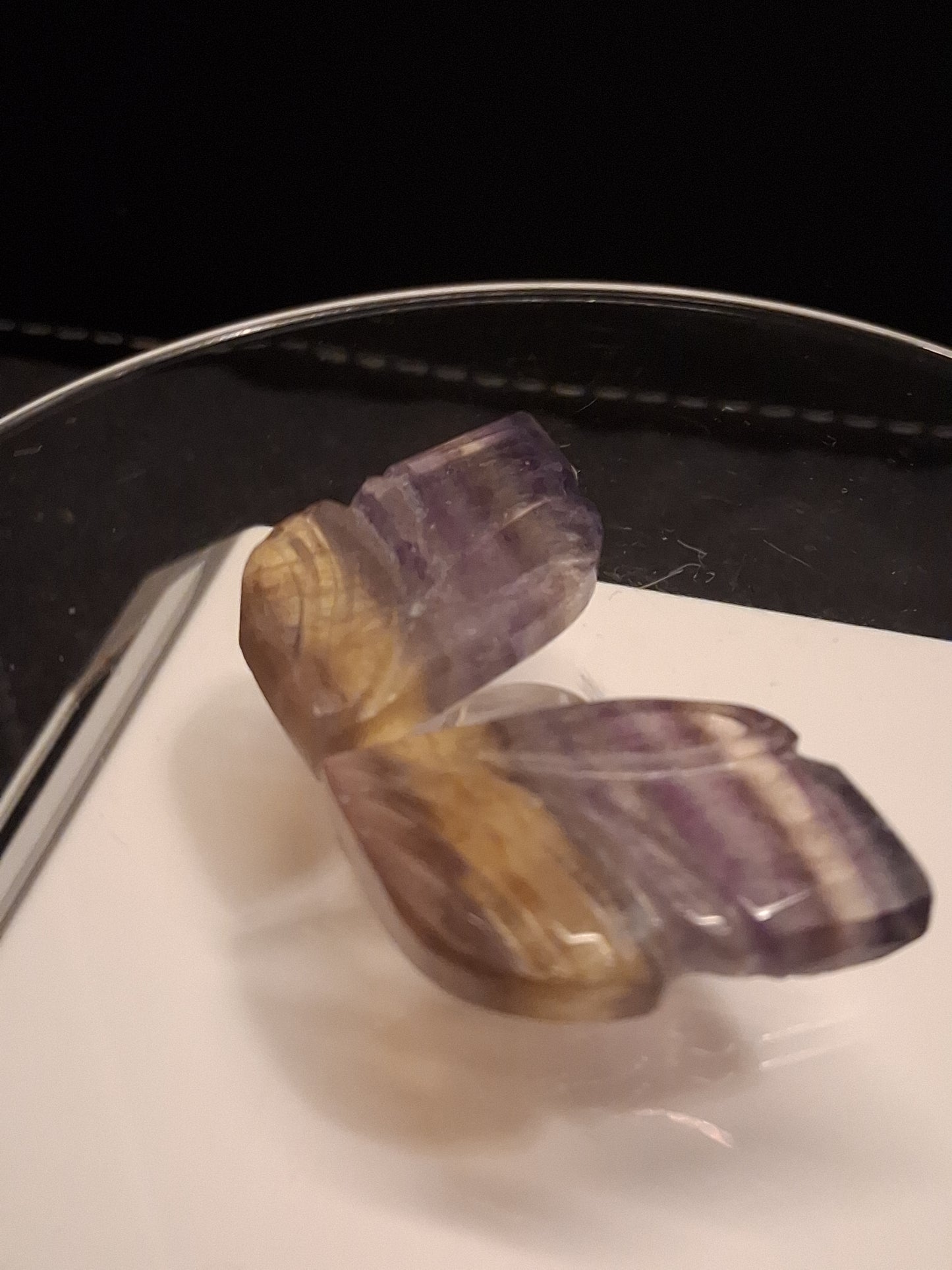 Natural Fluorite - rainbow - pair of leaves / wings - 51 ct - handcarved - Natural Gems Belgium