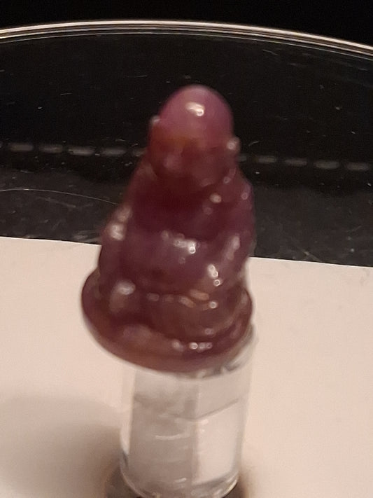 Natural Ruby - Handharved Buddha - 17.26 ct - 1.7cm - unheated - Tanzania - pinkish red - Natural Gems Belgium