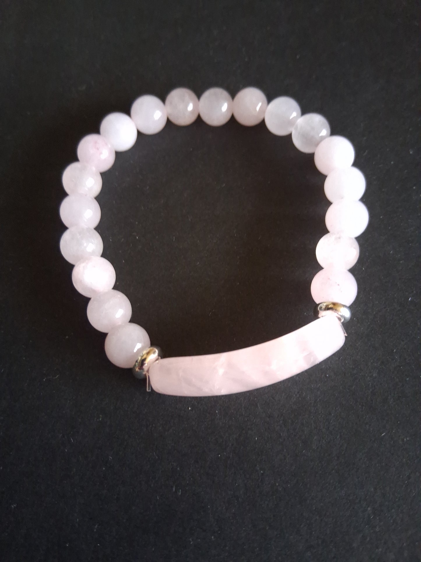 Beaded Bracelet with bridge - Rose Quartz - 8mm - pink charm bracelet - Natural Gems Belgium