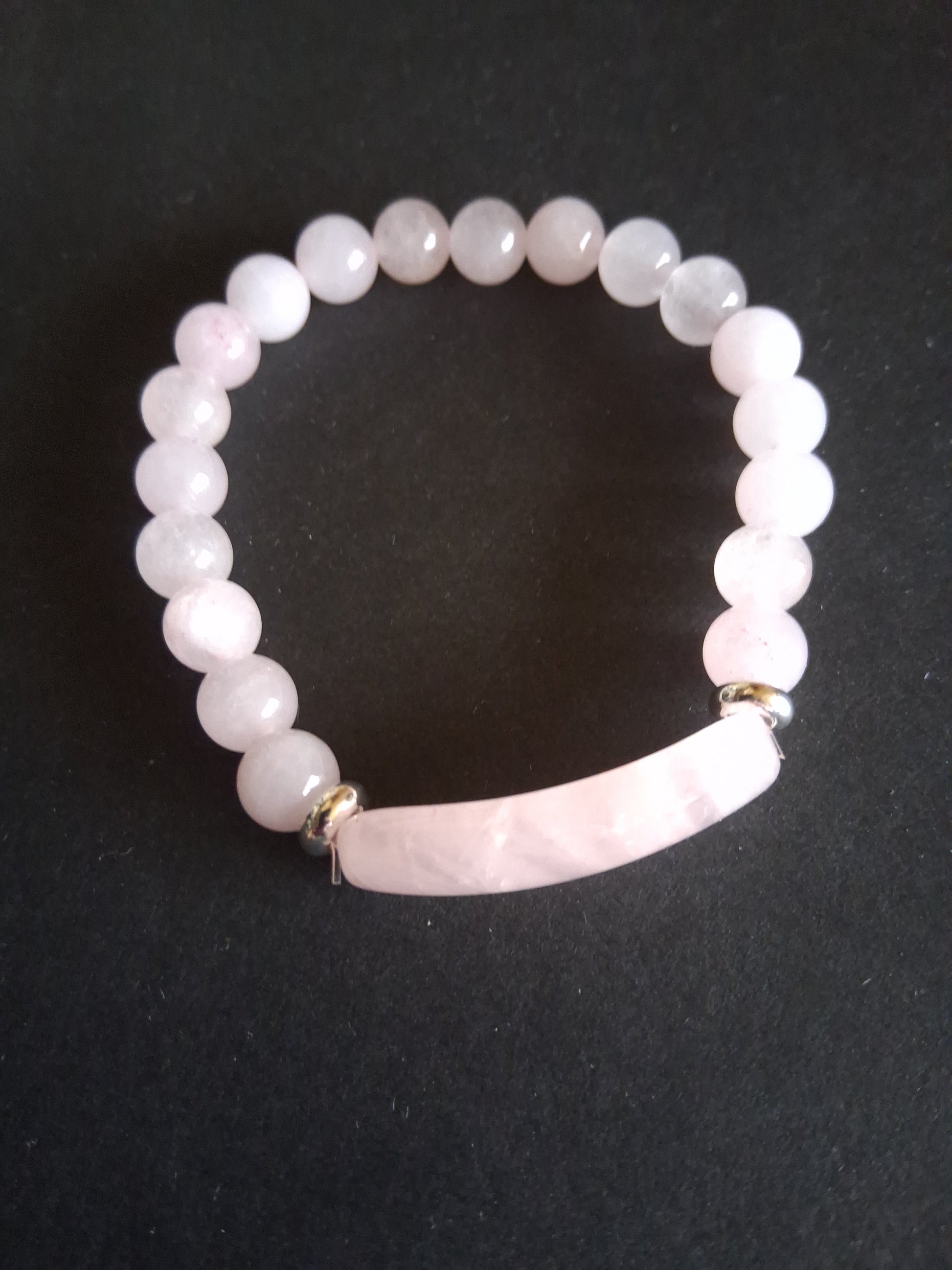 Beaded Bracelet with bridge - Rose Quartz - 8mm - pink charm bracelet - Natural Gems Belgium