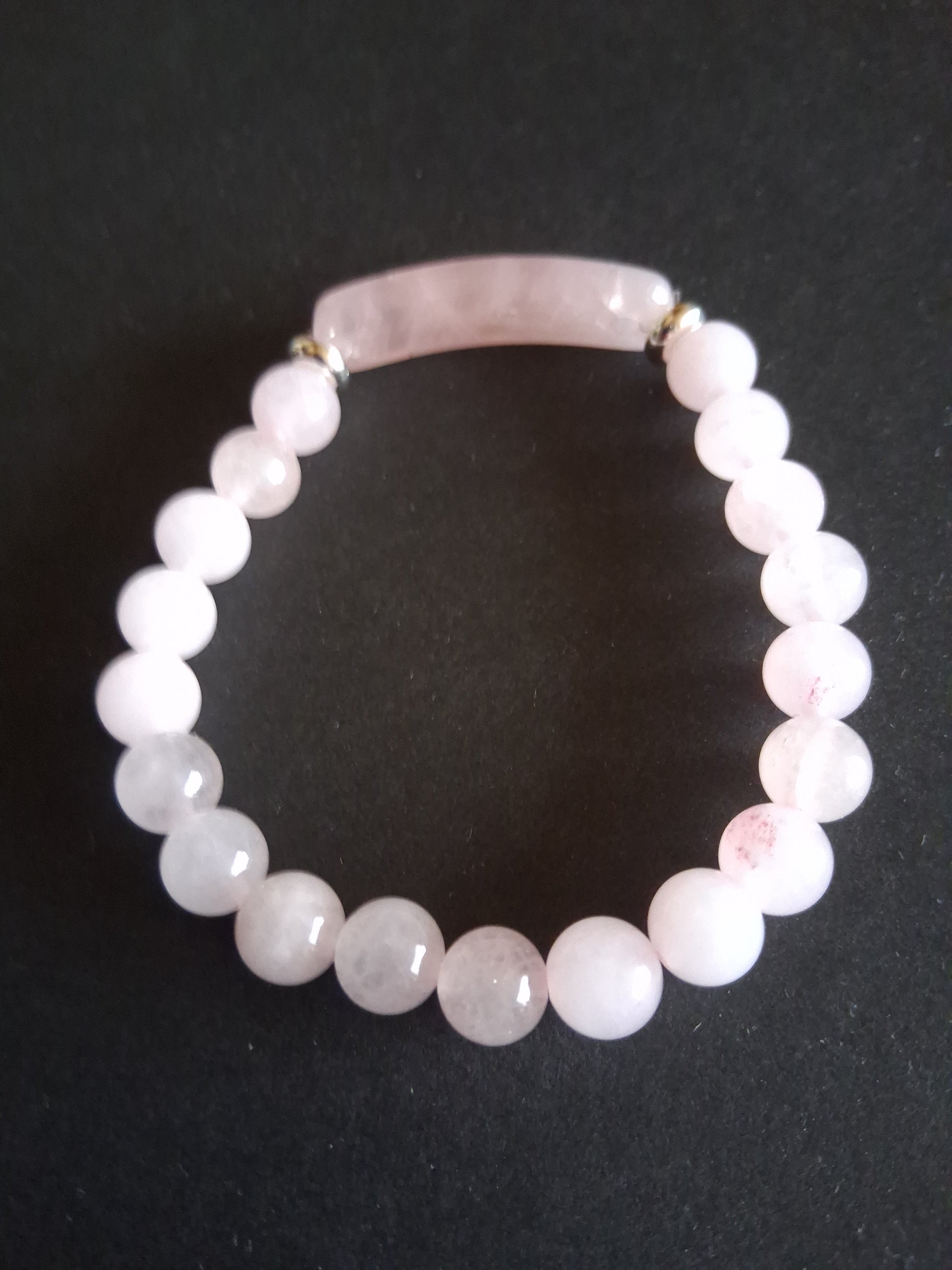 Beaded Bracelet with bridge - Rose Quartz - 8mm - pink charm bracelet - Natural Gems Belgium