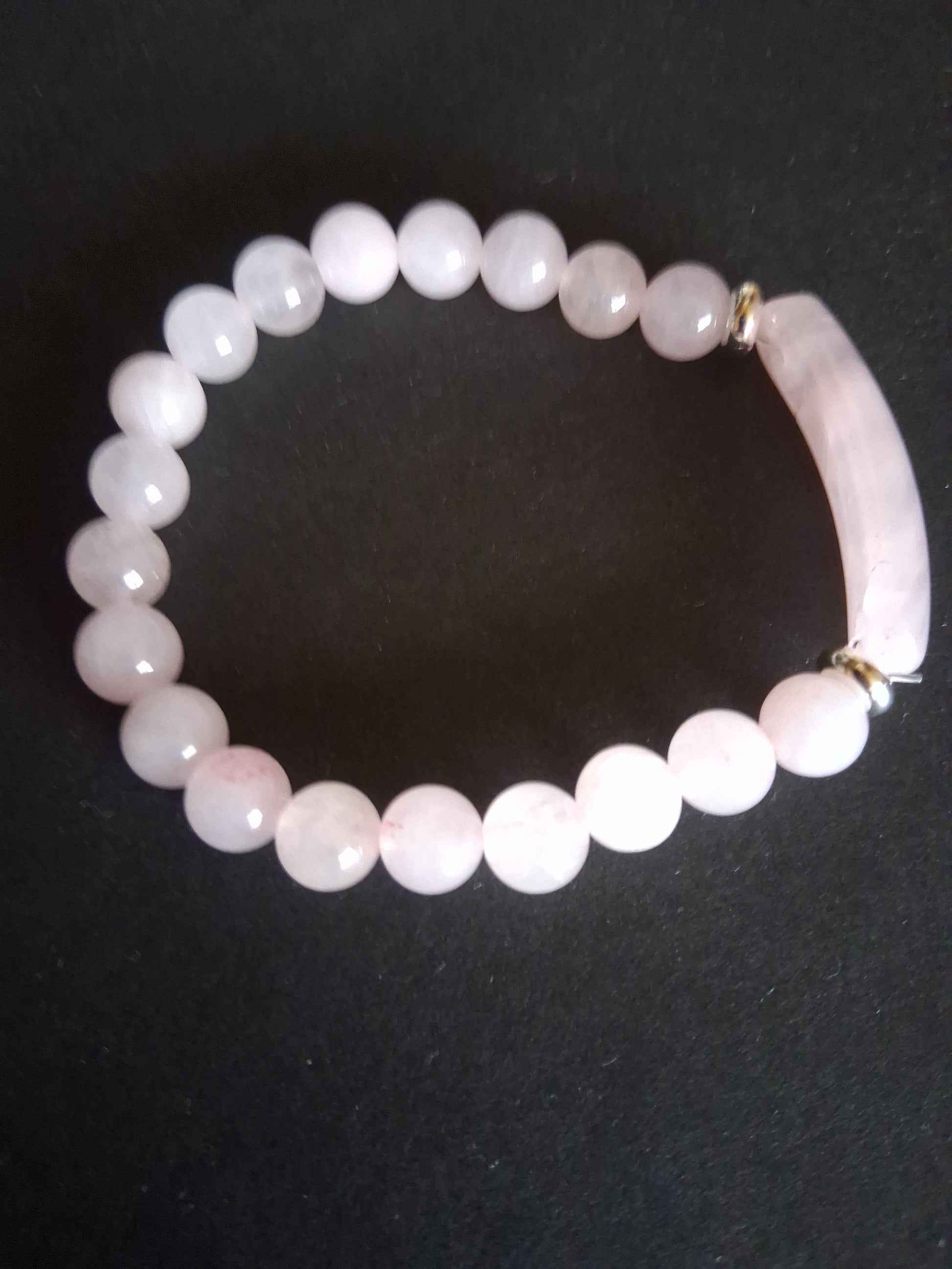 Beaded Bracelet with bridge - Rose Quartz - 8mm - pink charm bracelet - Natural Gems Belgium