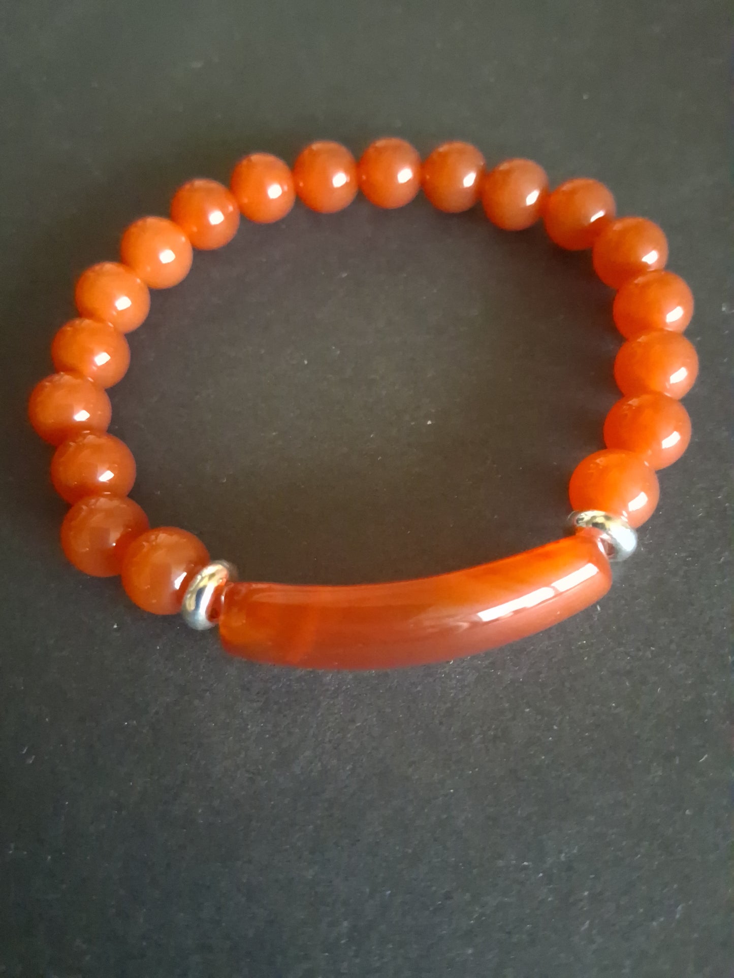 Beaded Bracelet with bridge - Red Agate - 8mm - Red charm bracelet - Natural Gems Belgium