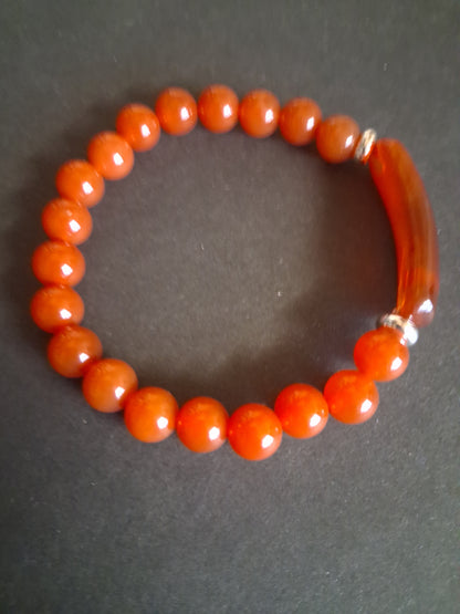 Beaded Bracelet with bridge - Red Agate - 8mm - Red charm bracelet - Natural Gems Belgium