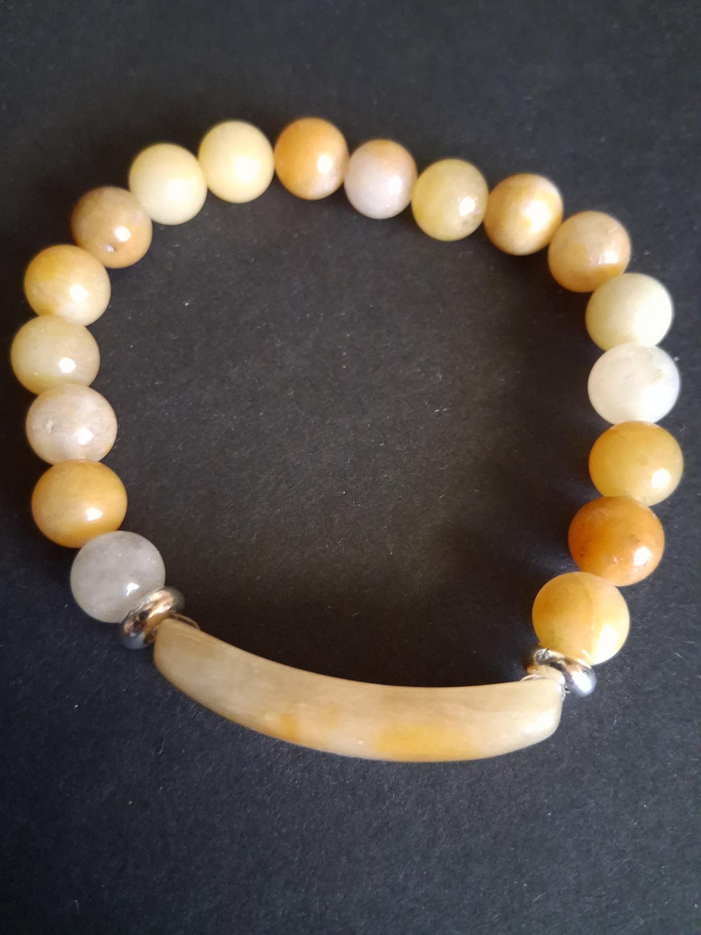 Beaded Bracelet with bridge - Yellow Jade - 8mm - Orangy Yellow charm bracelet - Natural Gems Belgium