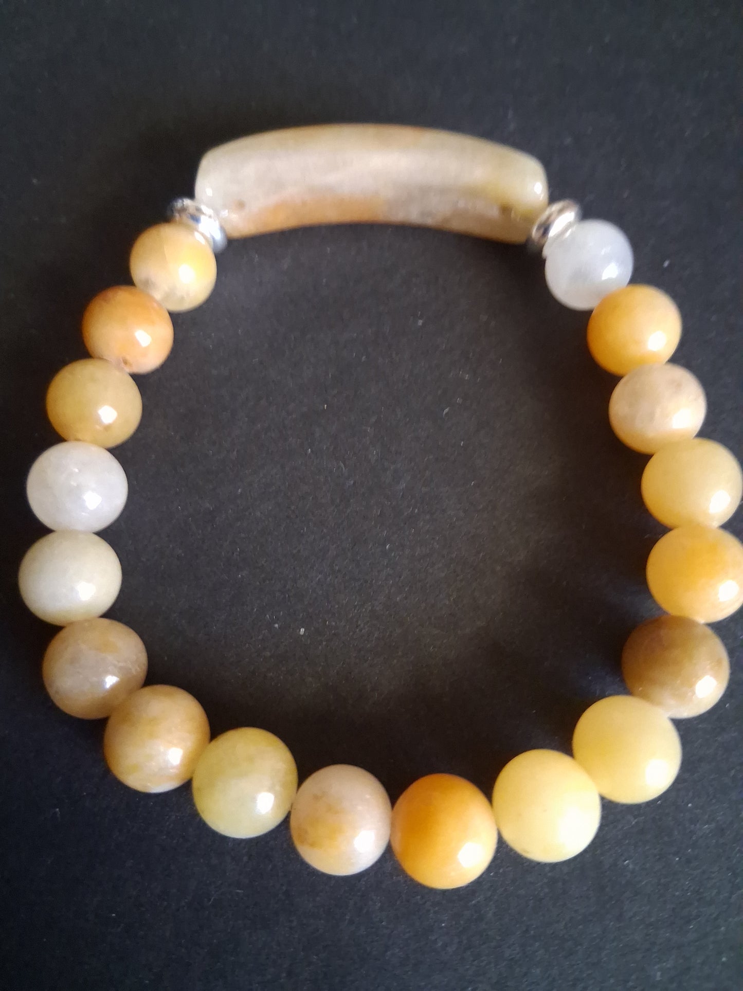 Beaded Bracelet with bridge - Yellow Jade - 8mm - Orangy Yellow charm bracelet - Natural Gems Belgium