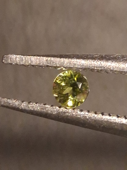 Natural Tourmaline - Bright Yellowish Green - 2 mm - 0.031 ct - round - unheated - Natural Gems Belgium