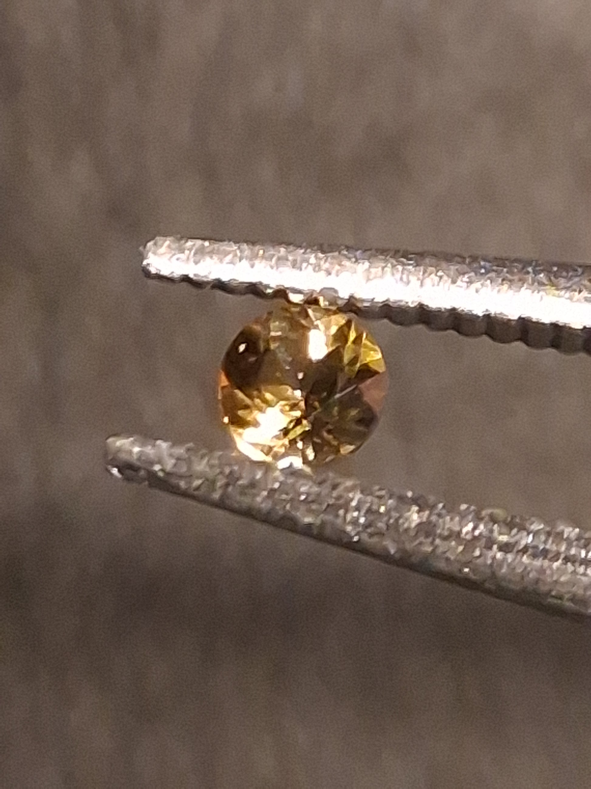 Natural Tourmaline - greenish brownish yellow - 2 mm - 0.031 ct - round - unheated - Natural Gems Belgium