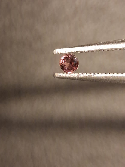Natural Tourmaline - brownish pink - 2 mm - 0.030 ct - round - unheated - Natural Gems Belgium