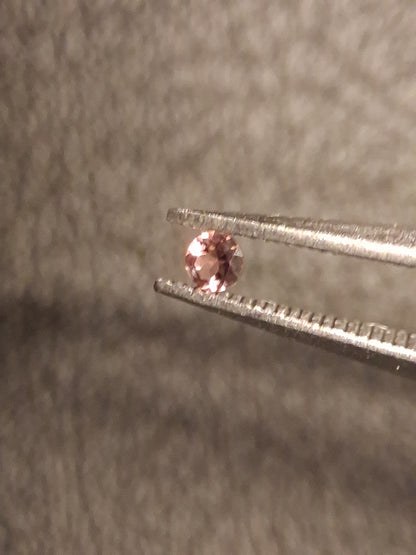 Natural Tourmaline - reddish brownish pink - 2 mm - 0.030 ct - round - unheated - Natural Gems Belgium