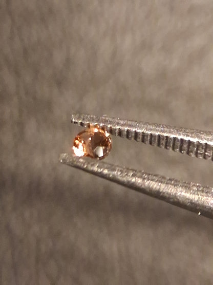 Natural Tourmaline - orangy brownish pink - 2 mm - 0.029 ct - round - unheated - Natural Gems Belgium