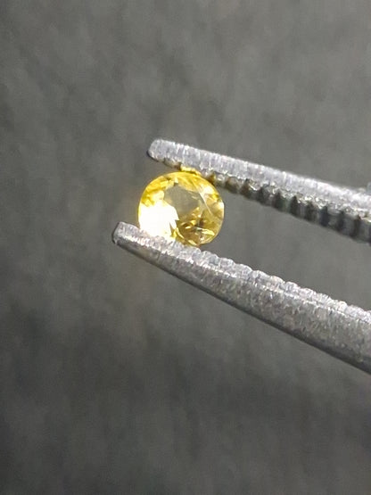 Natural Yellow Sapphire - 0.037 ct -2 mm Round cut - heated - Africa - Natural Gems Belgium