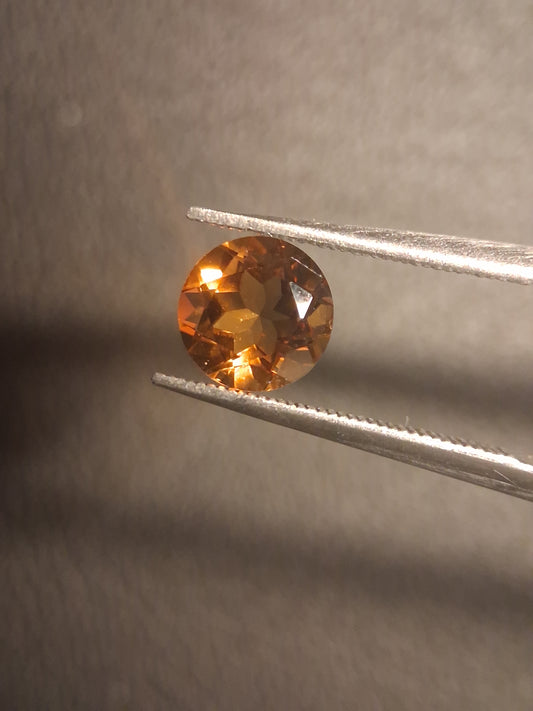 Natural Citrine Gemstone – Faceted Round Cut 6x6 mm Yellow | Loose Citrine Stone 0.740 ct