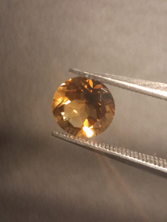 Natural Citrine Gemstone – Faceted Round Cut 6x6 mm Yellow | Loose Citrine Stone 0.730 ct