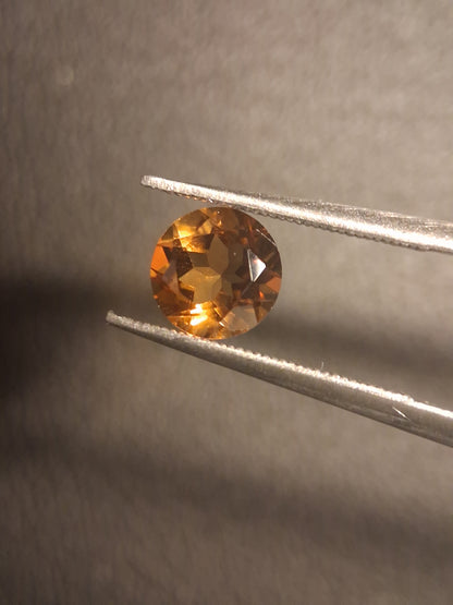 Natural Citrine Gemstone – Faceted Round Cut 6x6 mm Yellow | Loose Citrine Stone 0.750 ct