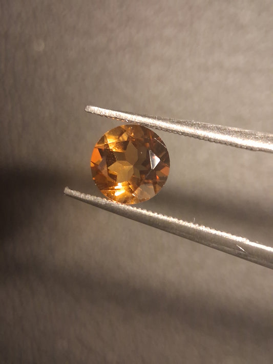 Natural Citrine Gemstone – Faceted Round Cut 6x6 mm Yellow | Loose Citrine Stone 0.750 ct
