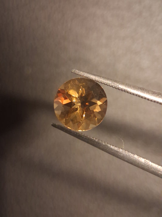 Natural Citrine Gemstone – Faceted Round Cut 7x 7 mm Yellow | Loose Stone 1.305 ct
