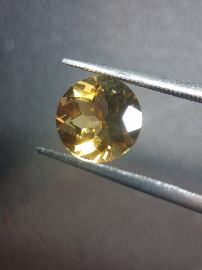 Natural Citrine Gemstone – Faceted Round Cut 8x 8 mm Yellow | Loose Stone 1.720 ct