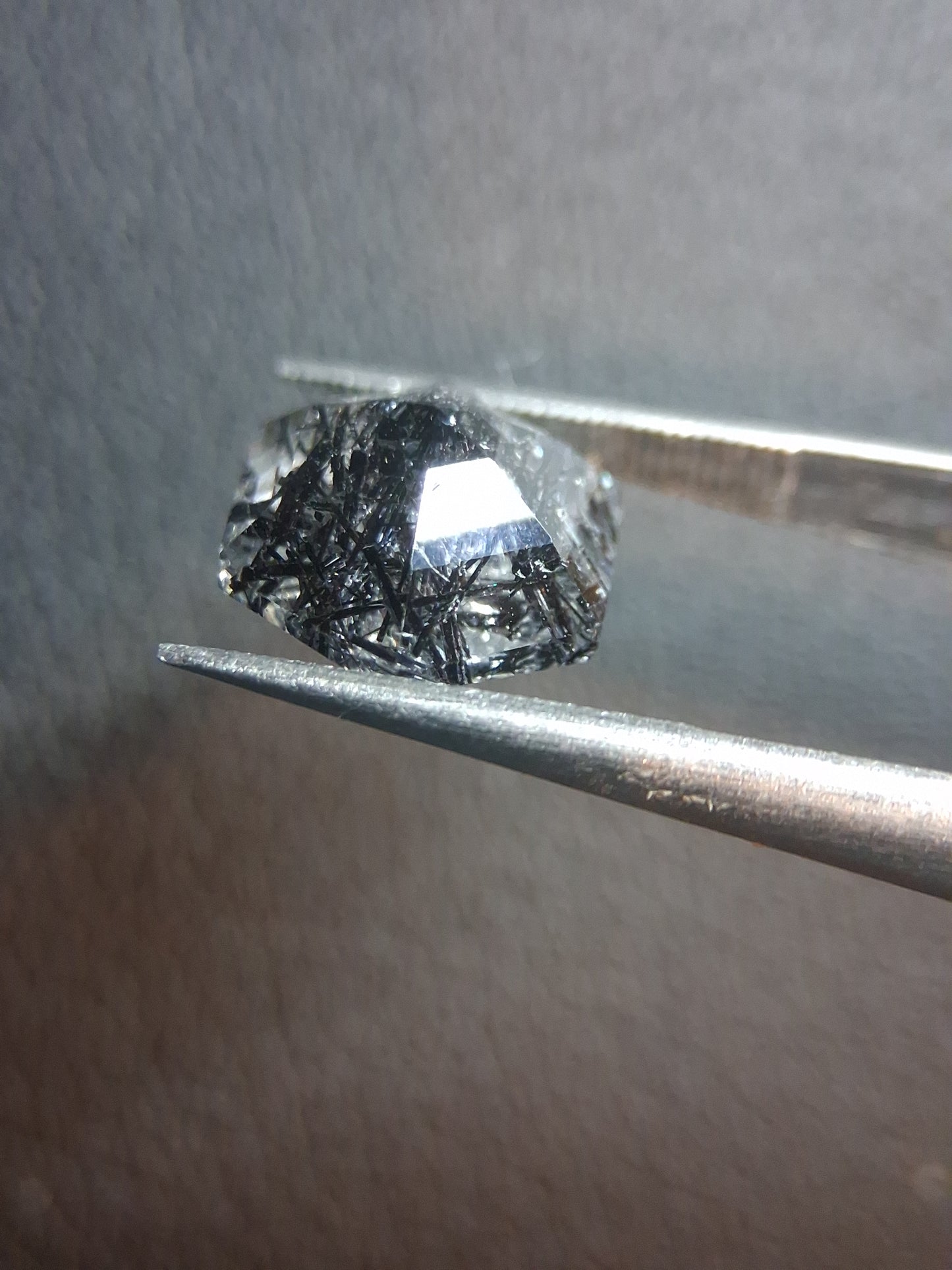 Natural Black Rutilated Quartz Hexagon Cut – 3.720 ct | Unique Included Quartz Gemstone