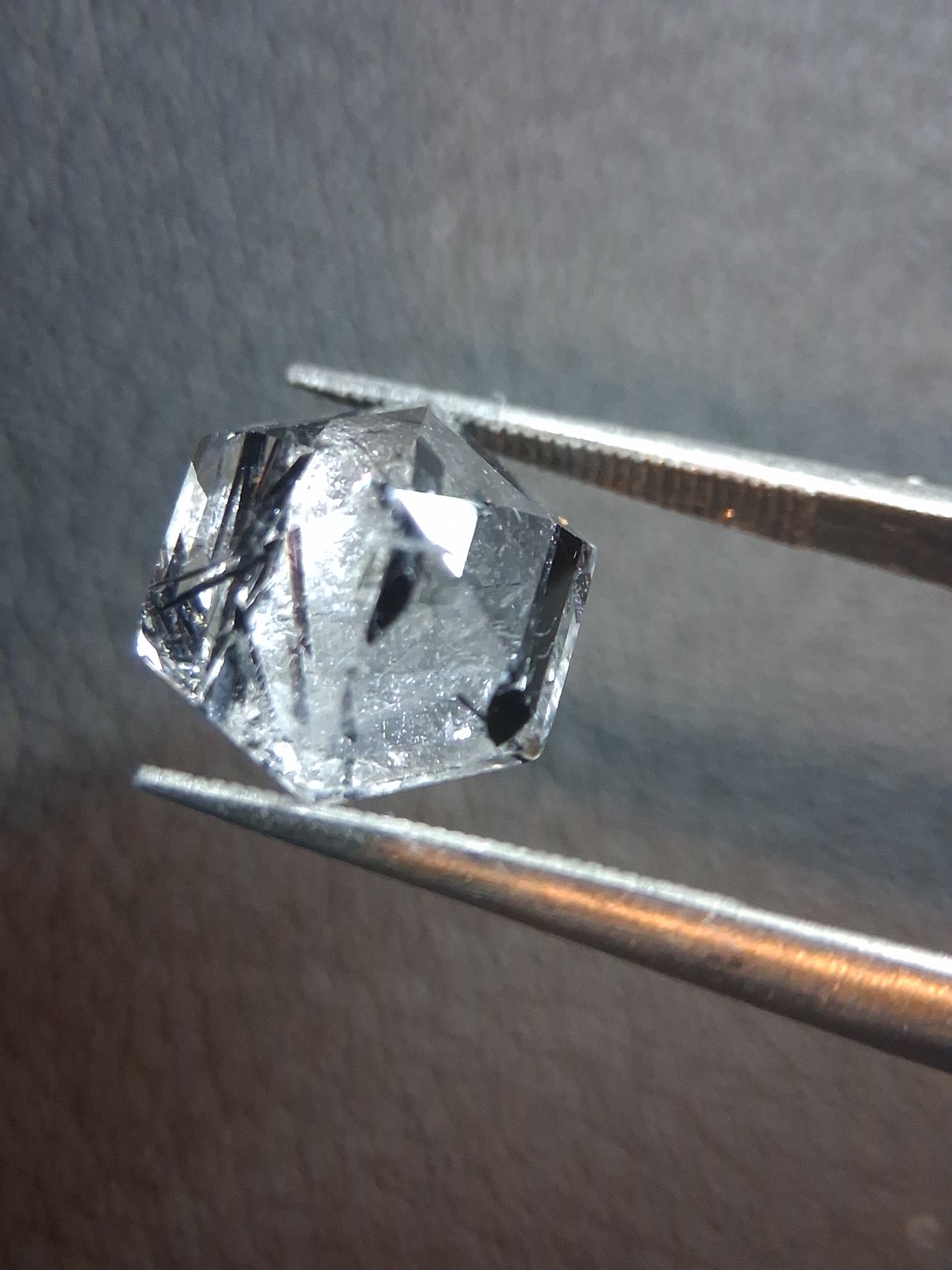 Natural Black Rutilated Quartz – Hexagon Faceted – 3.915 ct – 9.9 × 9.9 × 6.2 mm