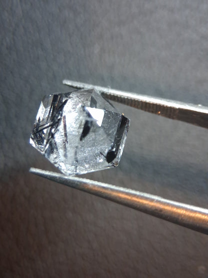 Natural Black Rutilated Quartz – Hexagon Faceted – 3.915 ct – 9.9 × 9.9 × 6.2 mm