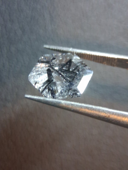 Natural Black Rutilated Quartz Hexagon Faceted Gemstone – 3.380 ct – 9.8 mm