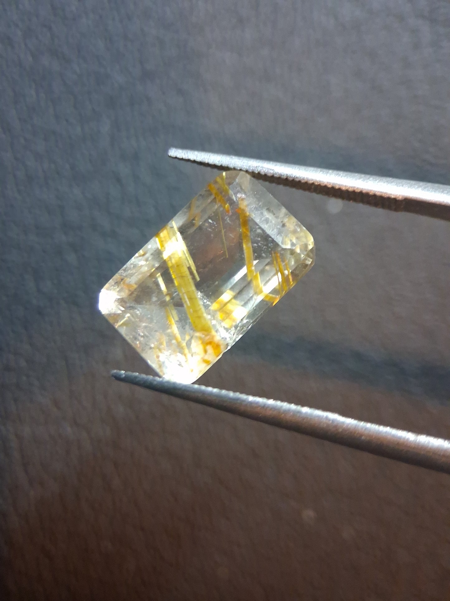Natural Golden Rutilated Quartz – 3.720 ct Octagon Cut Loose Gemstone – 11.9 × 7.9 mm