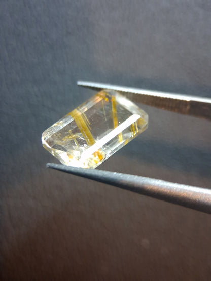 Natural Golden Rutilated Quartz – 3.720 ct Octagon Cut Loose Gemstone – 11.9 × 7.9 mm