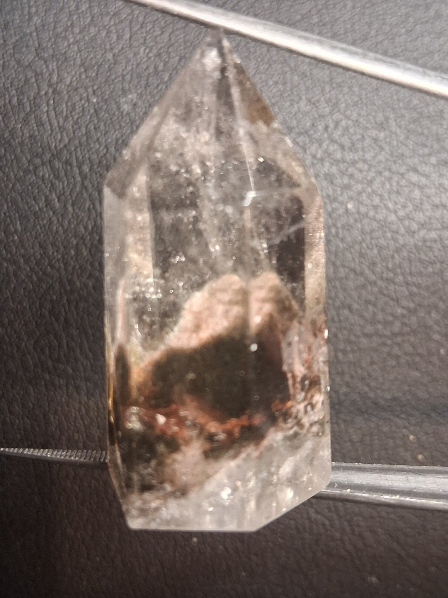 Crystal point of Phantom Quartz - multicolored scenic - hexagon - 3.4 cm